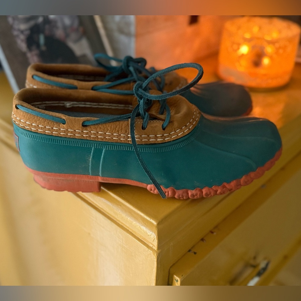 Teal and Brown LL Bean Duck Shoes